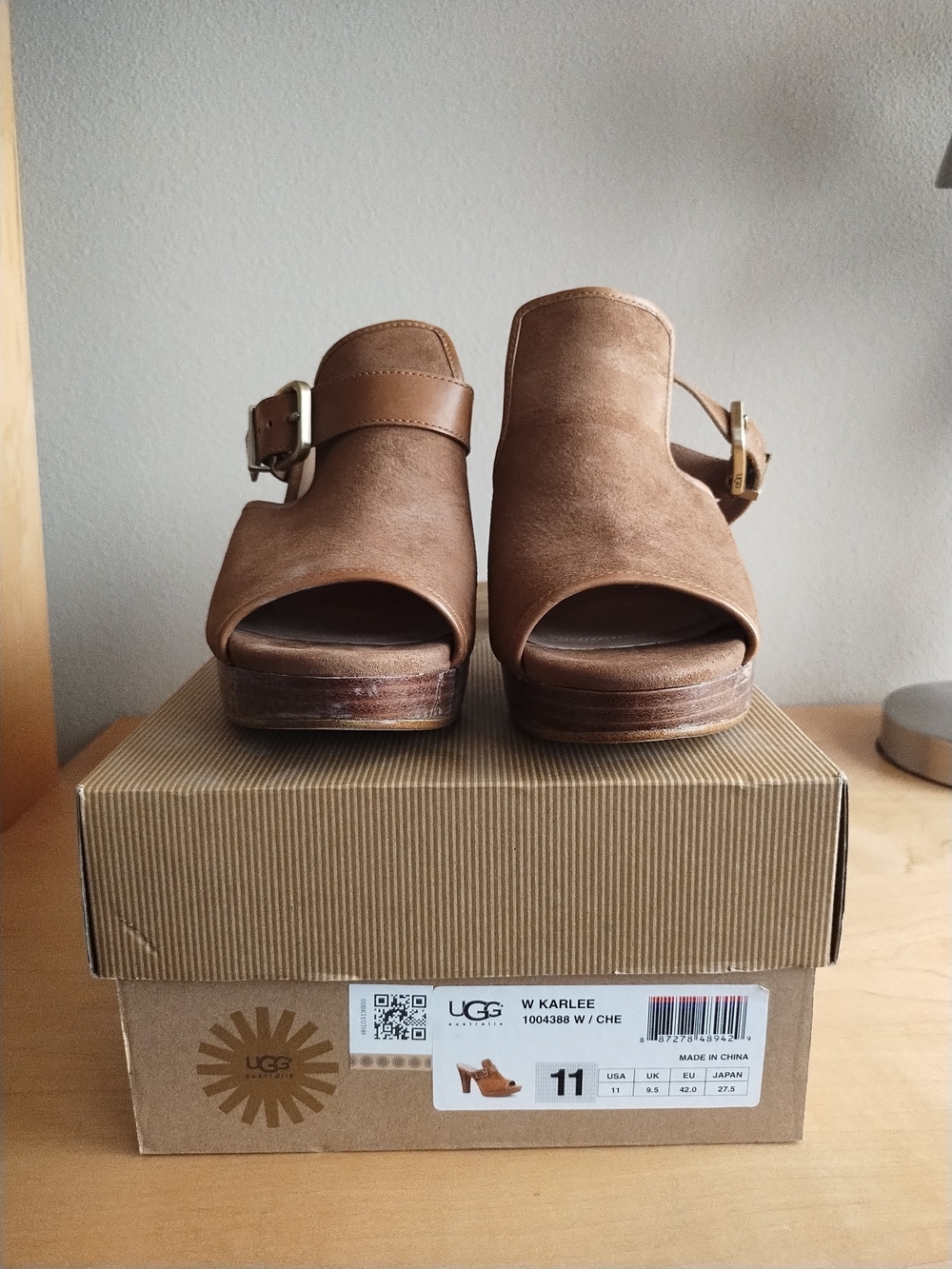 UGG Women's Brown Suede Buckle Platform Mules - Picture 7 of 7